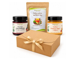 JUTRO Z NASMEHOM ~ <br>DARILNI PAKET<br /><span>(MED, ČAJ, MARMELADA)</span>